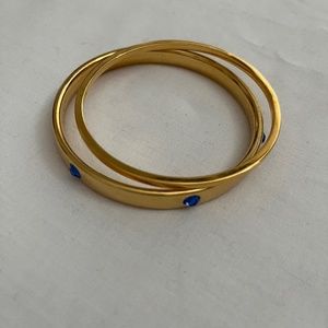 Monet Bangles set of 2 Blue Rhinestone Crystals Vintage
